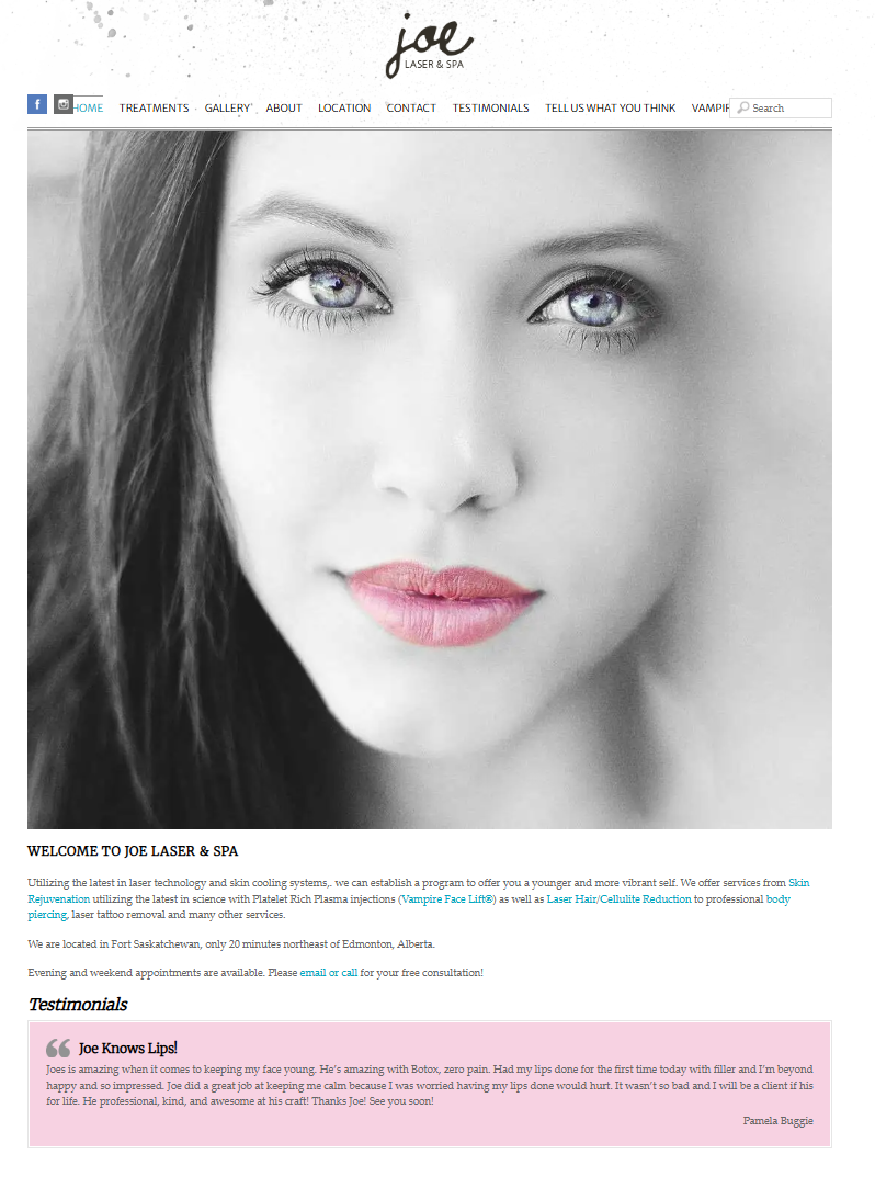 Old Joe Laser & Spa website